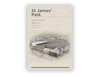 Newcastle United Art Print / St James Park Art Print / Architectural NUFC Print / Football ground / Soccer / Football / Wall Art