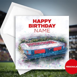 Cartão de aniversário do Rotherham United - Estádio de Nova York - Cartão de aniversário com nome personalizado - Cartão de aniversário com nome - Cartão de aniversário de futebol