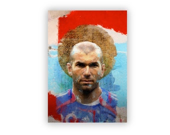 Zinedine Zidane Retro Streifen / France Print / Zinedine Zidane / Frankreich / Französisch / Fußball / WM / Euro / Wand Kunst