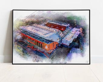 Liverpool Oil Painting Print / Anfield Stadium Art Print / LIverpool Art / Soccer / Football / Reds  / Wall Art