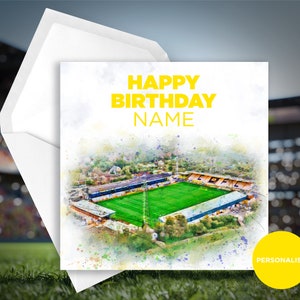 Cambridge United Birthday Card - Abbey Stadium - Carte d’anniversaire de nom personnalisé - Carte d’anniversaire de nom - Carte d’anniversaire de football