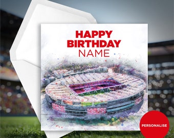 Arsenal Birthday Card - Emirates Stadium Birthday Card - Personalised Name Birthday Card - Name Birthday Card - Football Birthday Card