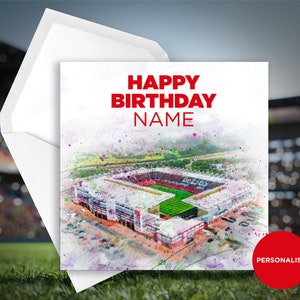 Stoke City Geburtstagskarte - Britannia Stadion - Personalisierte Geburtstagskarte - Name Geburtstagskarte - Fußball Geburtstagskarte