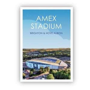 Brighton and Hove Albion Retro Art Print / Amex Stadium Art Print / Brighton Print / Football ground / Soccer / Football / Wall Art