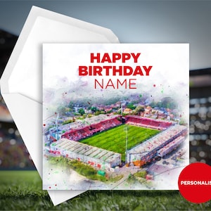 Carte d'anniversaire Bournemouth FC - Dean Court - carte d'anniversaire personnalisée - carte d'anniversaire nom - carte d'anniversaire football