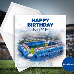 Carte d’anniversaire Millwall - The New Den - Carte d’anniversaire personnalisée - Carte d’anniversaire de nom - Carte d’anniversaire de football
