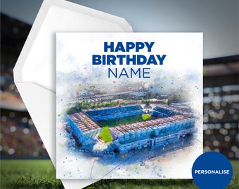 Biglietto di auguri per il compleanno del Millwall - The New Den - Biglietto di auguri personalizzato - Biglietto di auguri con nome - Biglietto di auguri per il compleanno a tema football