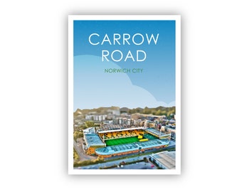 Norwich City Retro Art Print / Carrow Road Art Print / Norwich Print / Football ground / Soccer / Football / Wall Art