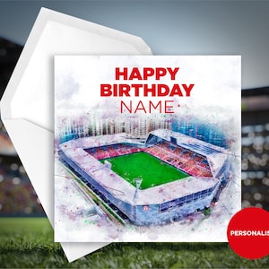 Tarjeta de cumpleaños de Brentford - Estadio comunitario de Bentford - Tarjeta de cumpleaños con nombre personalizado - Tarjeta de cumpleaños con nombre - Tarjeta de cumpleaños de fútbol