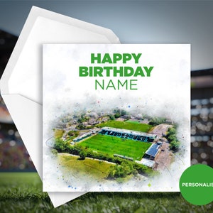 Forest Green Rovers Verjaardagskaart - Het Nieuwe Gazon Stadion - Gepersonaliseerde Verjaardagskaart - Naam Verjaardagskaart - Voetbal Verjaardagskaart