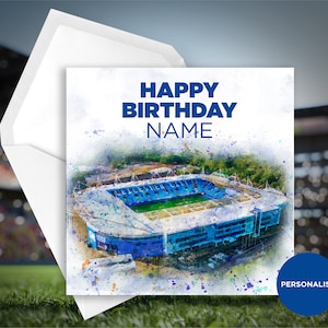 Leicester City Verjaardagskaart - King Power Stadium Card - Gepersonaliseerde Naam Verjaardagskaart - Naam Verjaardagskaart - Voetbal Verjaardagskaart