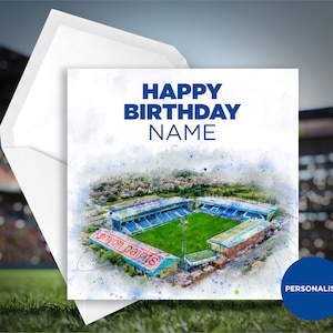 Cartão de aniversário atlético Oldham - Boundry Park - Cartão de aniversário personalizado - Cartão de aniversário com nome - Cartão de aniversário de futebol