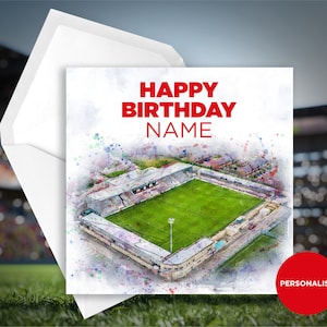 Morecambe FC Birthday Card - Mazuma Stadium - Personalised Name Birthday Card - Name Birthday Card - Football Birthday Card