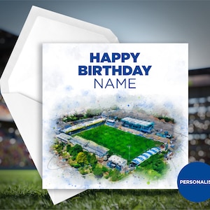 Bristol Rovers Birthday Card - Memorial Stadium - Tarjeta de cumpleaños personalizada - Nombre Tarjeta de cumpleaños - Football Birthday Card