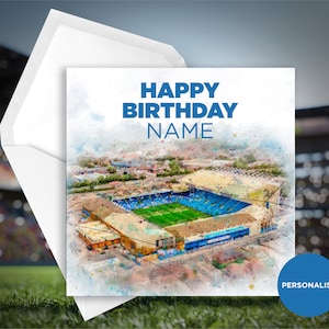 Leeds Utd Geburtstagskarte - Elland Road Birthday Card - Personalisierte Namens geburtstagskarte - Name Geburtstagskarte - Fußball Geburtstagskarte