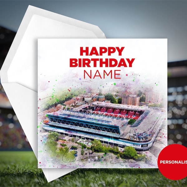 Bristol City  Birthday Card - Ashton Gate - Personalised Birthday Card - Name Birthday Card - Football Birthday Card