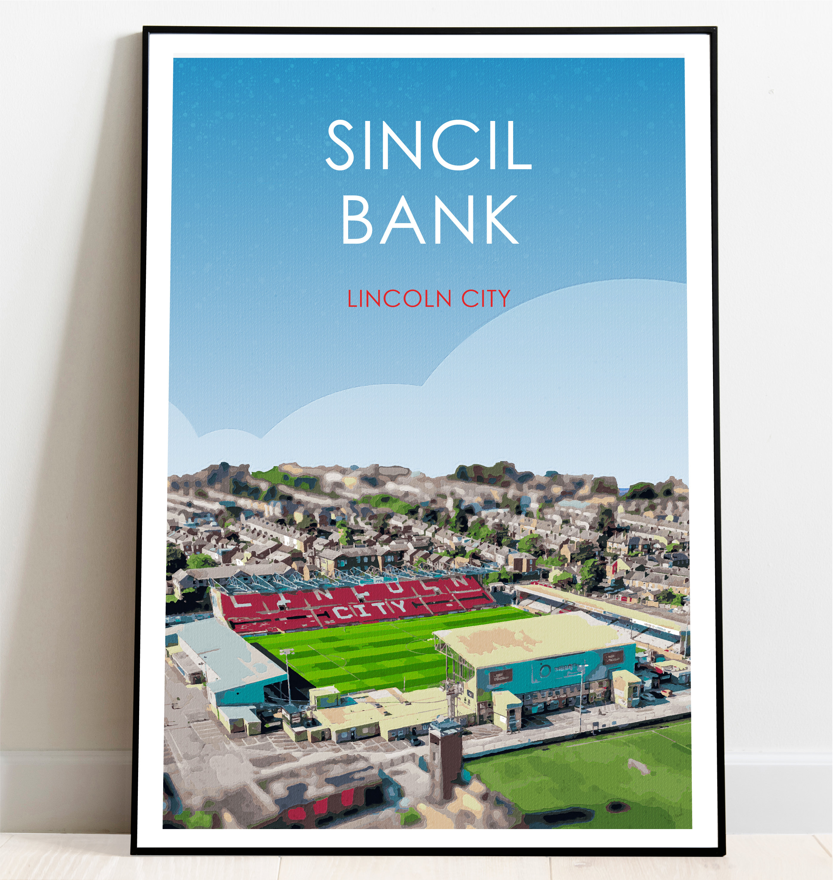 Lincoln City Retro Art Print / Sincil Bank Stadium Art Print / Lincoln ...