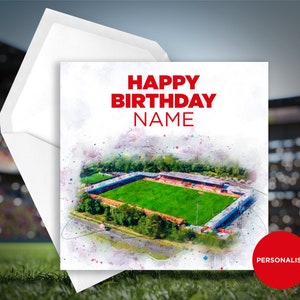 Crawley Birthday Card - Broadfield Stadium - Carte d’anniversaire personnalisée - Carte d’anniversaire de nom - Carte d’anniversaire de football