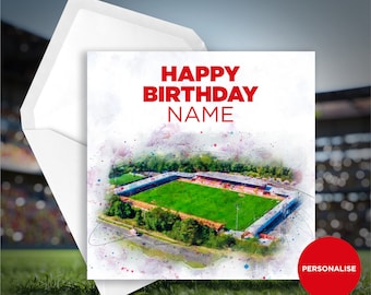 Crawley Birthday Card - Broadfield Stadium - Personalised Birthday Card - Name Birthday Card - Football Birthday Card