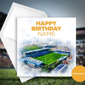 Carte d’anniversaire Mansfield Town - Field Mill - Carte d’anniversaire personnalisée - Carte d’anniversaire de nom - Carte d’anniversaire de football