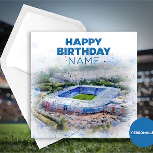 Carte d’anniversaire de lecture - Stade Madejski - Carte d’anniversaire personnalisée - Carte d’anniversaire de nom - Carte d’anniversaire de football