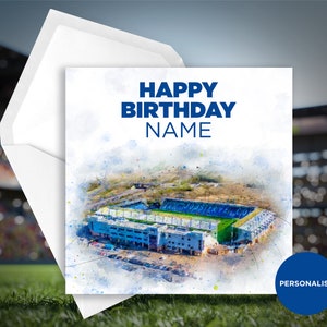 Colchester United Geburtstagskarte - Colchester Community Stadion - Personalisierte Geburtstagskarte - Name Geburtstagskarte - Fußball Geburtstagskarte