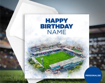 Tarjeta de cumpleaños de Rochdale Town - Estadio Spotland - Tarjeta de cumpleaños personalizada - Tarjeta de cumpleaños con nombre - Tarjeta de cumpleaños de fútbol