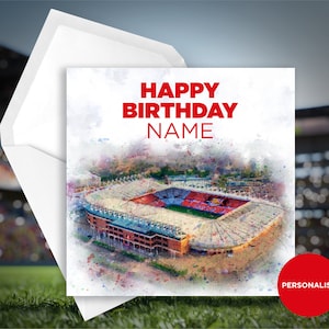 Tarjeta de cumpleaños del Sunderland AFC - Tarjeta del Estadio de la Luz - Tarjeta de cumpleaños personalizada con nombre - Tarjeta de cumpleaños con nombre - Tarjeta de cumpleaños de fútbol