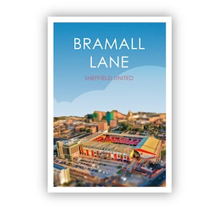 Sheffield United Retro Art Print / Bramall Lane Art Print / Luton Print / Football ground / Soccer / Football / Wall Art
