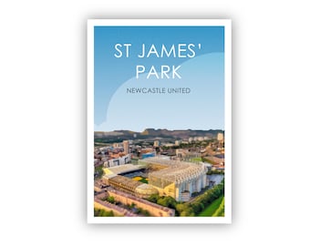Newcastle United Retro Art Print / St James Park Art Print / NUFC Print / Football ground / Soccer / Football / Wall Art