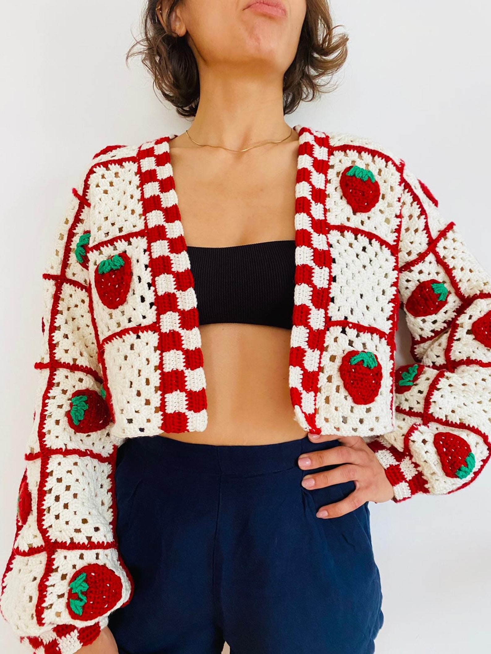 Crochet Cardigan Strawberry Cardigan Cardigan for Summer Etsy