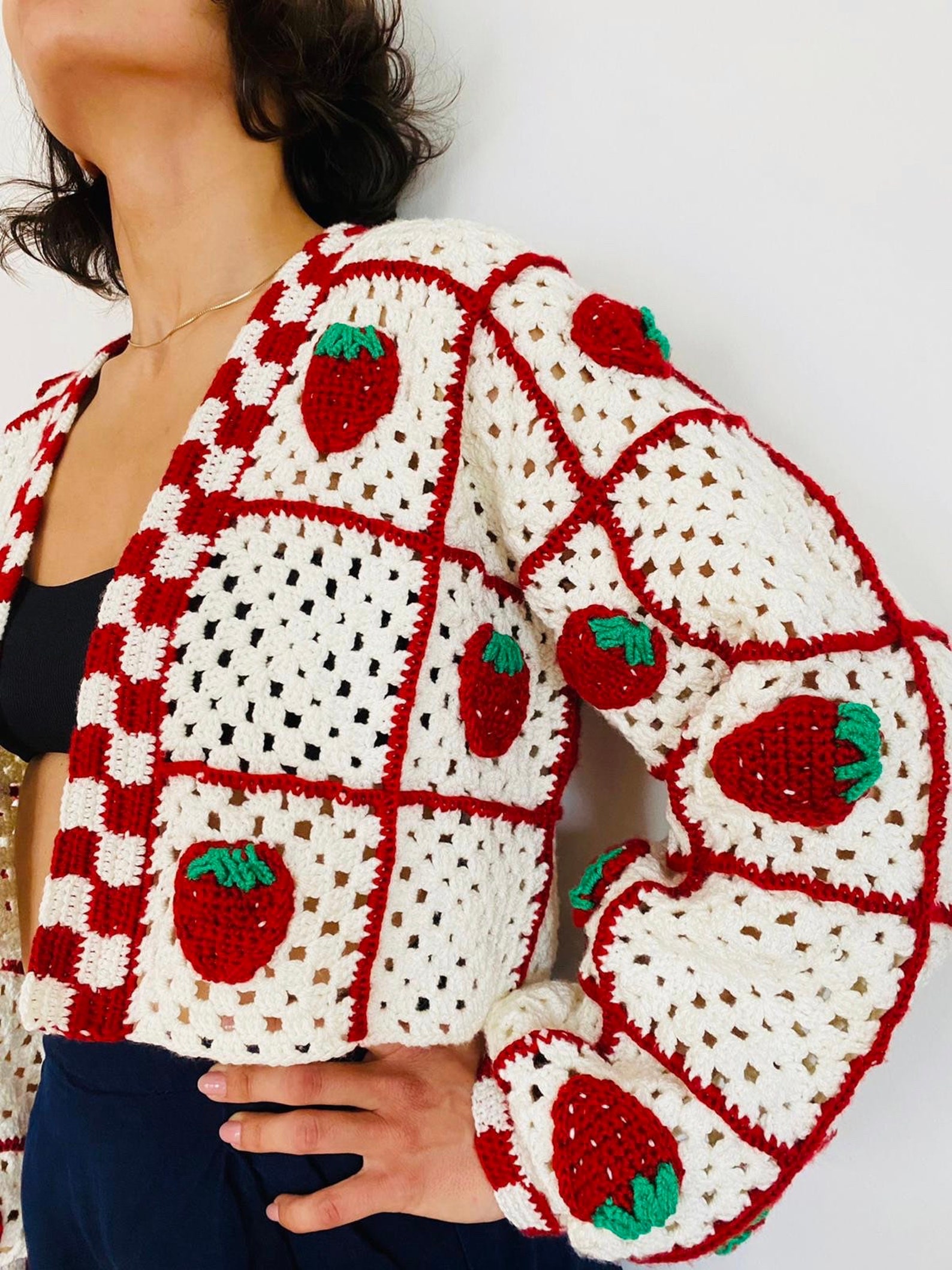 Crochet Cardigan Strawberry Cardigan Cardigan pour lété Etsy