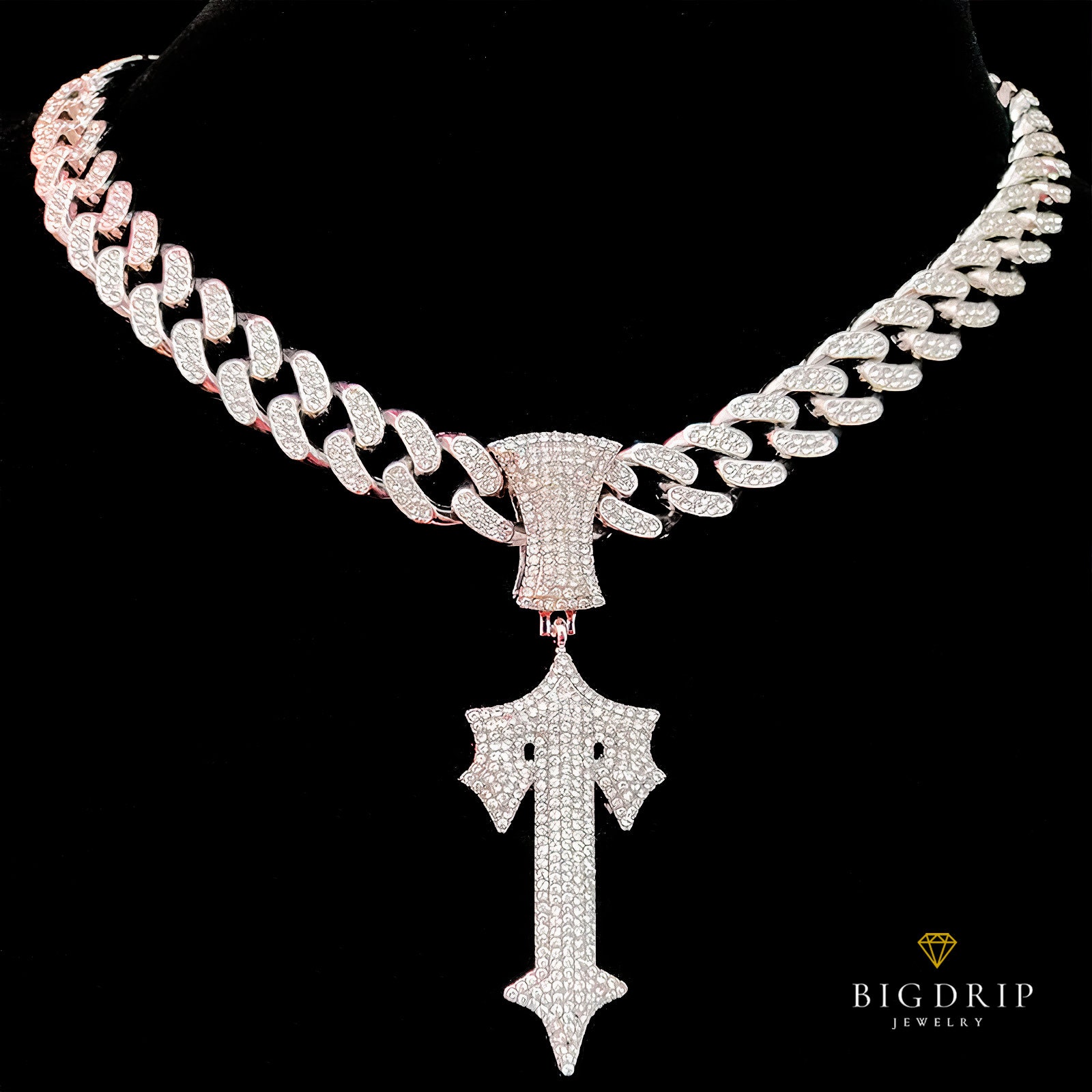 Trapstar Chain / Trapstar Pendant / Iced Out Trapstar Chain / Etsy