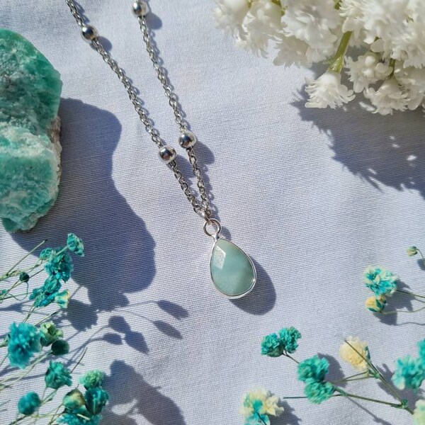 Collection Bora Bora by Loucia, Amazonite véritable, bracelet, collier, pierre brute en Amazonite