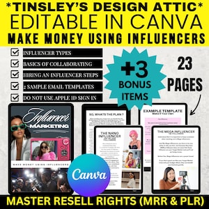 Influencer Marketing Mini Guide | 23 Pages | MRR & PLR | Master Resell Rights | Alternate Cover Page will be provided to you | Social Media