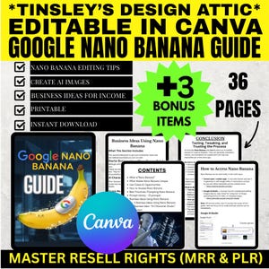 Google Nano Banana AI Image Guide | MRR & PLR | Tech | Tips | Ai Tool | Productivity | Computer Science | Google Tool | Canva