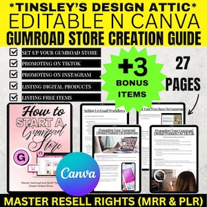 Gumroad Store Creation Mini Guide | MRR & PLR | Master Resell Rights | Alternate Cover Page will be provided to you | Sell Digital Products