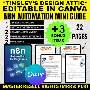 n8n Automation Mini Guide | 22 Pages | No Code Workflows | MRR & PLR | Business Software | SaaS | Tools | Tech | Open Source | Examples