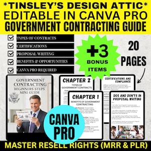 Government Contracting Mini Guide | MRR & PLR | Master Resell Rights | Job | Career | Canva Pro Required