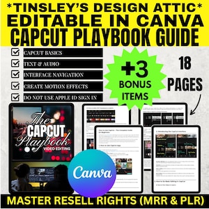 CapCut Video Editing eBook Mini Guide | 18 Pages | MRR & PLR | Master Resell Rights | Canva
