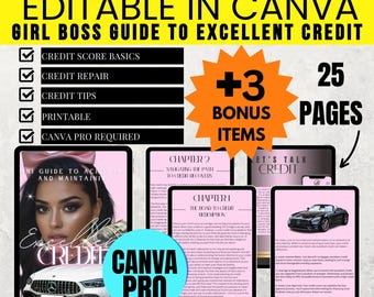 Girl Boss Credit Guide: Canva Template, MRR & PLR (25 Pages)