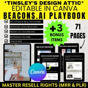 Beacons.ai Playbook | Canva Pro | Passive Income | 71 Pages | MRR & PLR | 2024 | Master Resell Rights | Use of Cover Page not Included