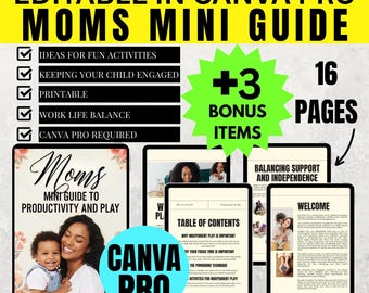Moms Mini Guide to Productivity and Play | MRR & PLR | Master Resell Rights | keep your Child engaged | Canva Pro Required