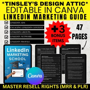LinkedIn Marketing School eBook | 47 Pages | MRR & PLR | Master Resell Rights | Networking | Canva