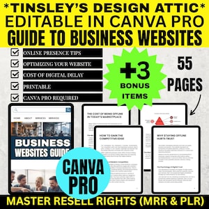Business Websites Guide | 55 Pages | MRR & PLR | Master Resell Rights | Build a Digital Presence | Business Growth | Canva Pro Required