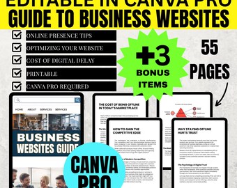Business Websites Guide | 55 Pages | MRR & PLR | Master Resell Rights | Build a Digital Presence | Business Growth | Canva Pro Required