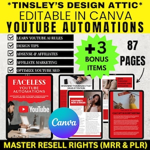 Youtube Faceless Automations using AI eBook | MRR & PLR | Master Resell Rights | 87 Pages | Monetize | 2025 | Use of Cover Page not Included