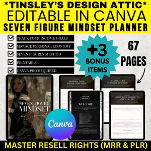 Seven Figure Mindset Planner | 67 Pages | Canva Pro Required | Strategy | Organize | Plan | Printable | Digital Download | MRR & PLR