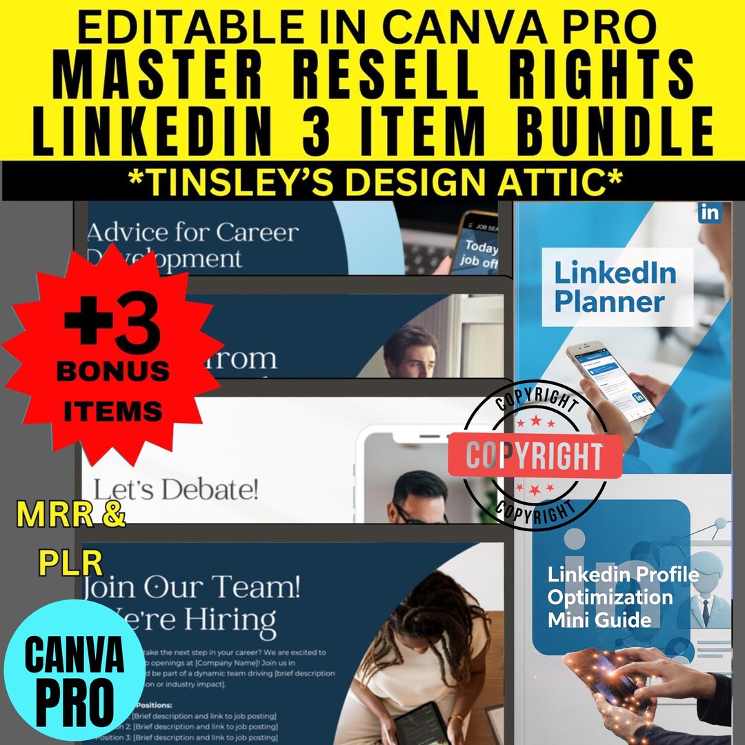 Linkedin Bundle | Planner | Profile Optimization | 80 Posts | MRR & PLR ...