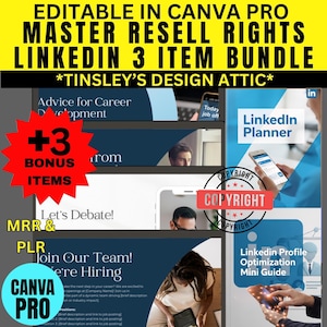 LinkedIn Bundle | Planner | Profile Optimization | 80 Posts | MRR & PLR | Master Resell Rights | Alternate Cover Pages will be provided